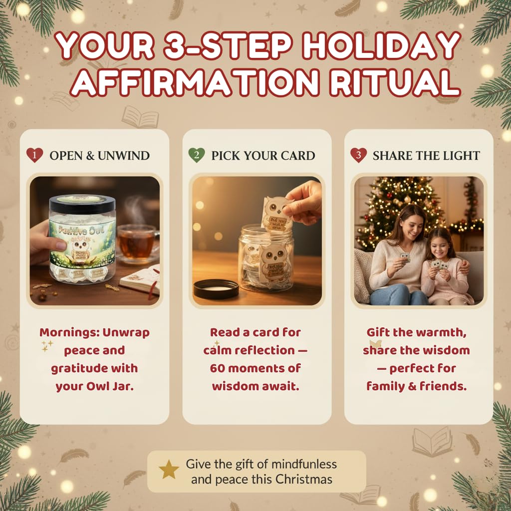 DEARMINE Positive Owl Jar with 60 Affirmation Cards – Daily Encouragement & Emotional Support for Women