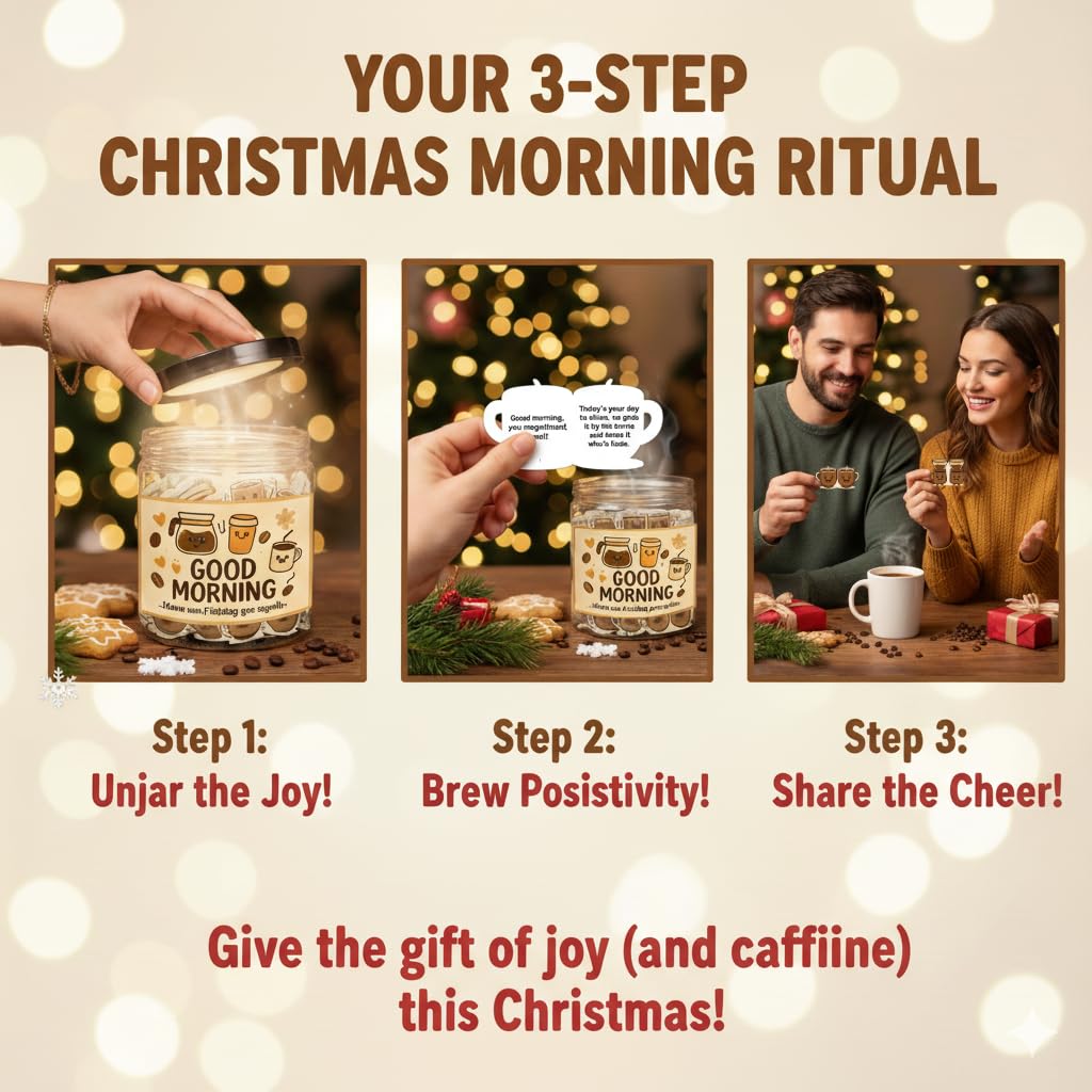 DEARMINE Positive Coffee Jar with 60 Affirmation Cards – Gift for Coffee Lovers