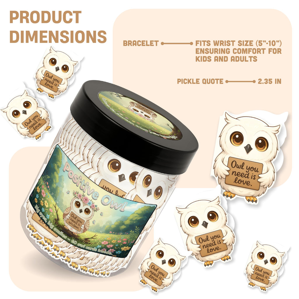 DEARMINE Positive Owl Jar with 60 Affirmation Cards – Daily Encouragement & Emotional Support for Women