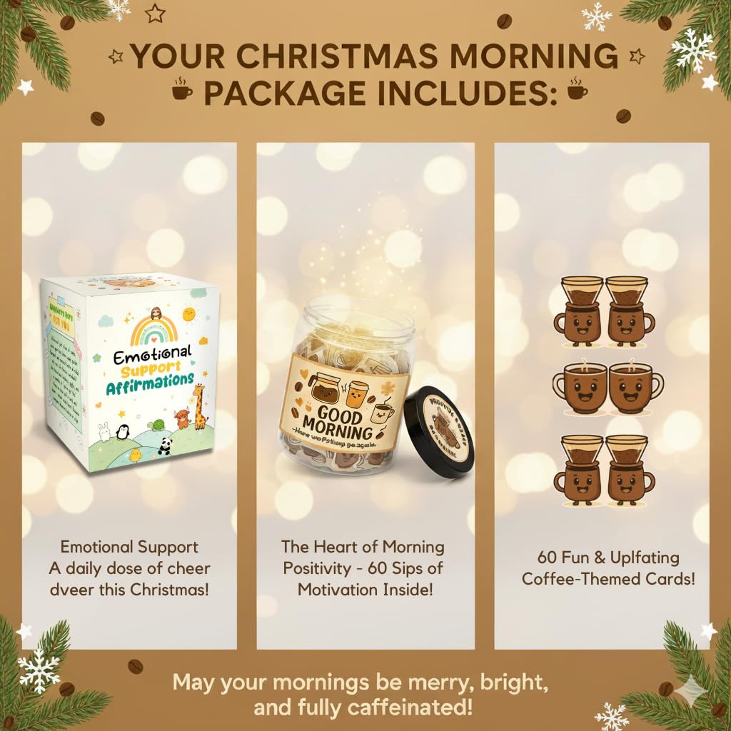 DEARMINE Positive Coffee Jar with 60 Affirmation Cards – Gift for Coffee Lovers