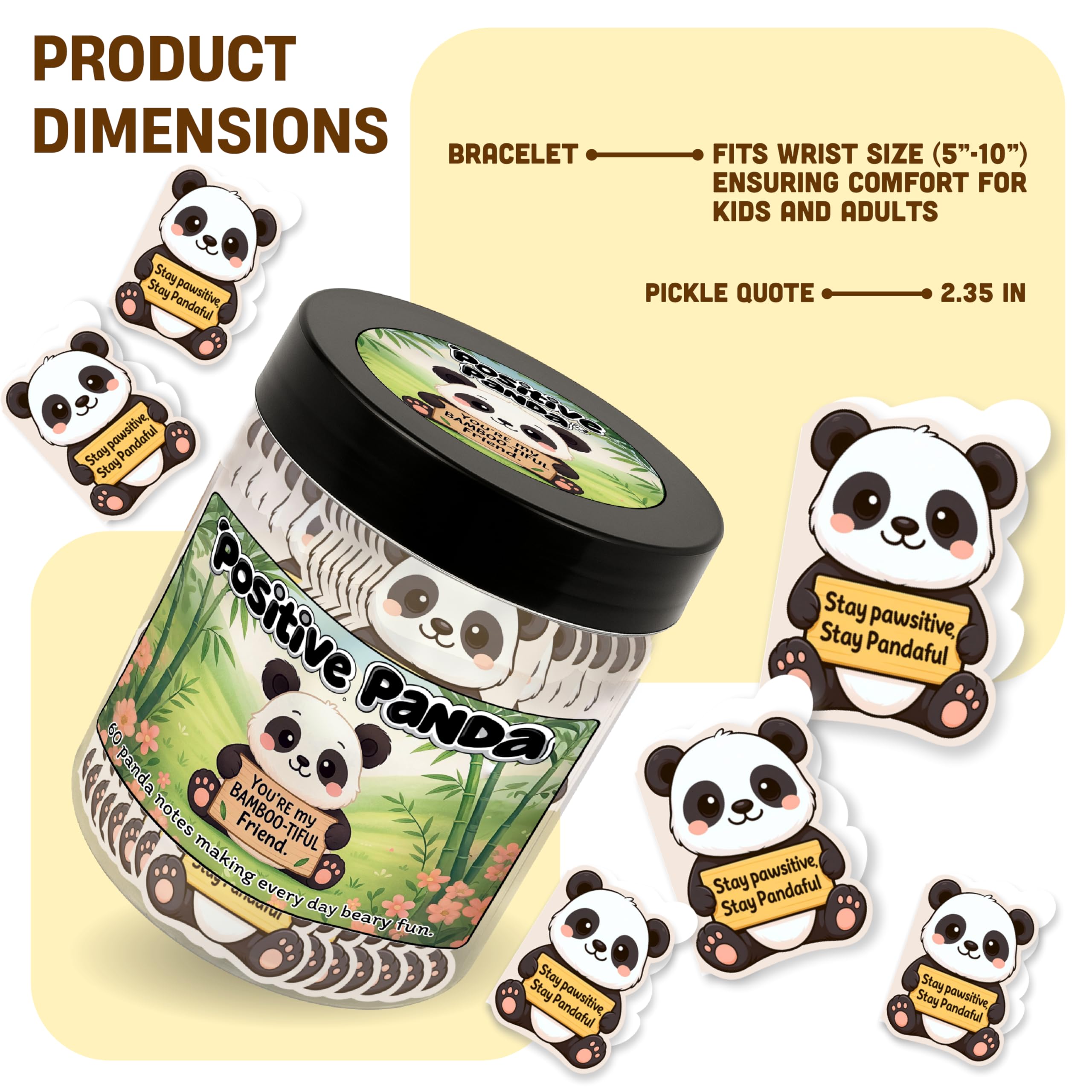 DEARMINE Positive Panda Jar with 60 Daily Affirmation Cards | Panda Gift for Women & Teens