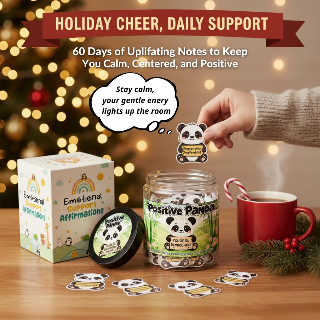 DEARMINE Positive Panda Jar with 60 Daily Affirmation Cards | Panda Gift for Women & Teens