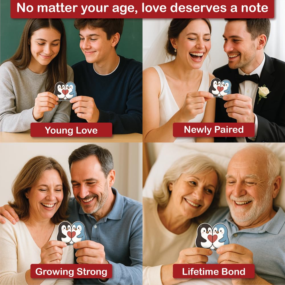 DEARMINE 60 Love Notes for Him & Her — Penguin Couple Long-Distance Gift Jar