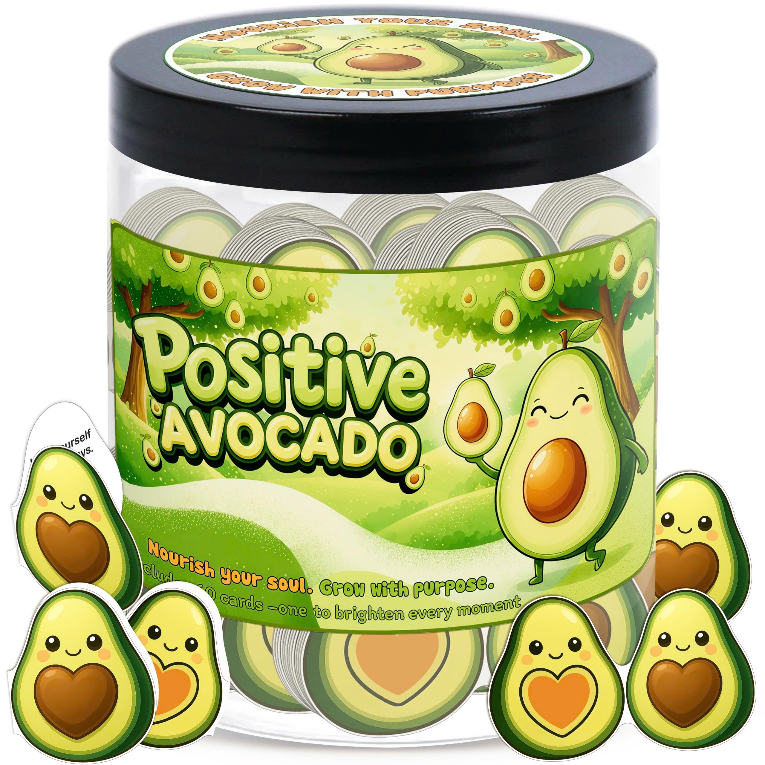 DEARMINE Positive Avocado Jar – 60 Affirmation Cards for Daily Encouragement & Office Joy