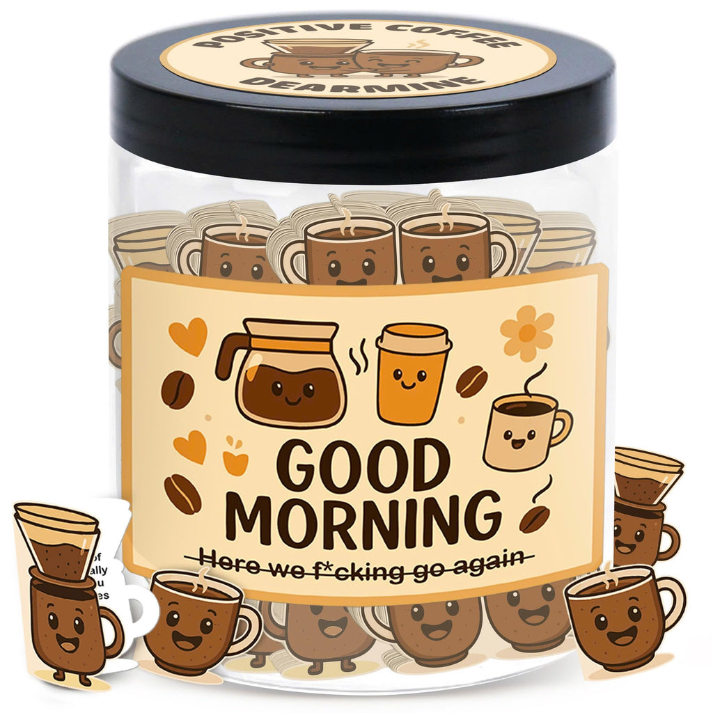 DEARMINE Positive Coffee Jar with 60 Affirmation Cards – Gift for Coffee Lovers