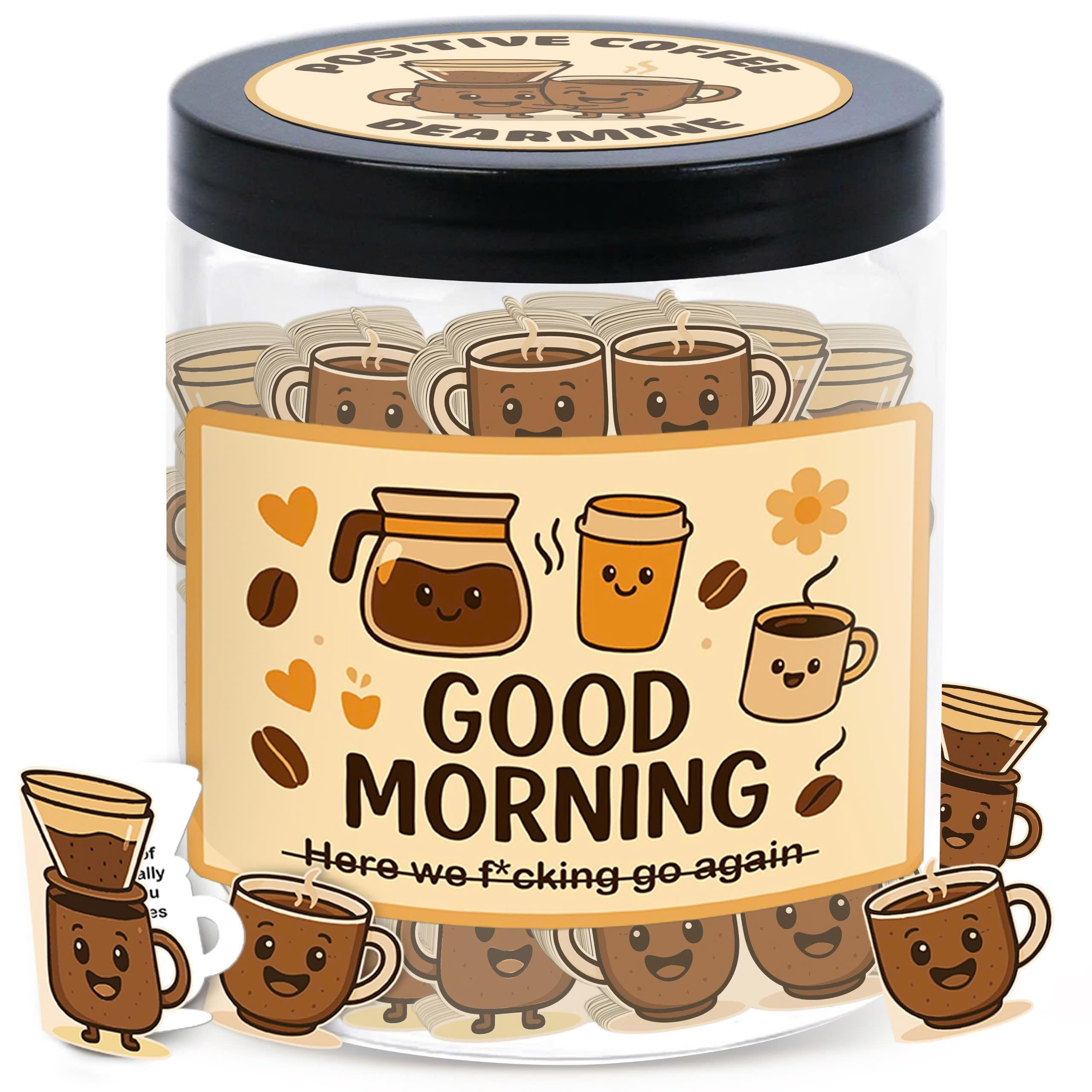 DEARMINE Positive Coffee Jar with 60 Affirmation Cards – Gift for Coffee Lovers