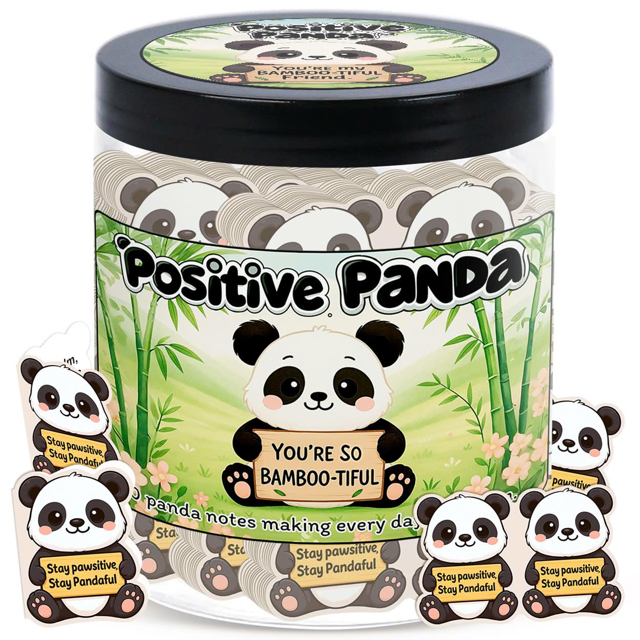 DEARMINE Positive Panda Jar with 60 Daily Affirmation Cards | Panda Gift for Women & Teens