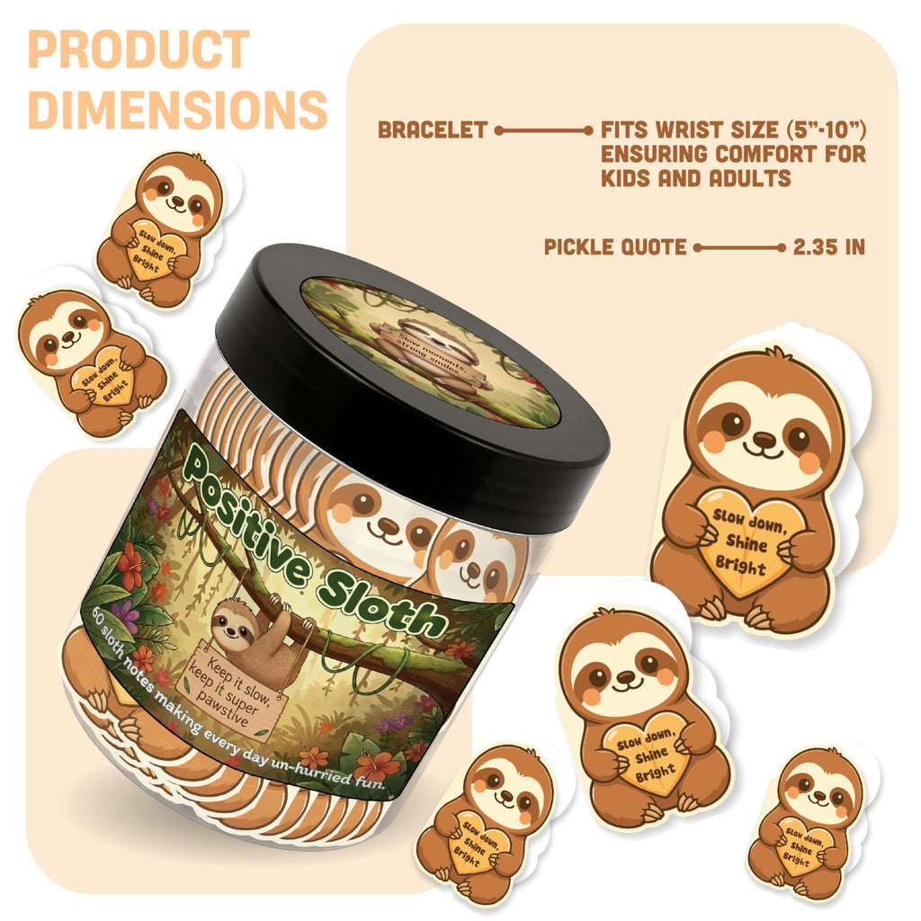 DEARMINE Positive Sloth Jar with 60 Affirmation Cards – Mindfulness Gift & Desk Decor