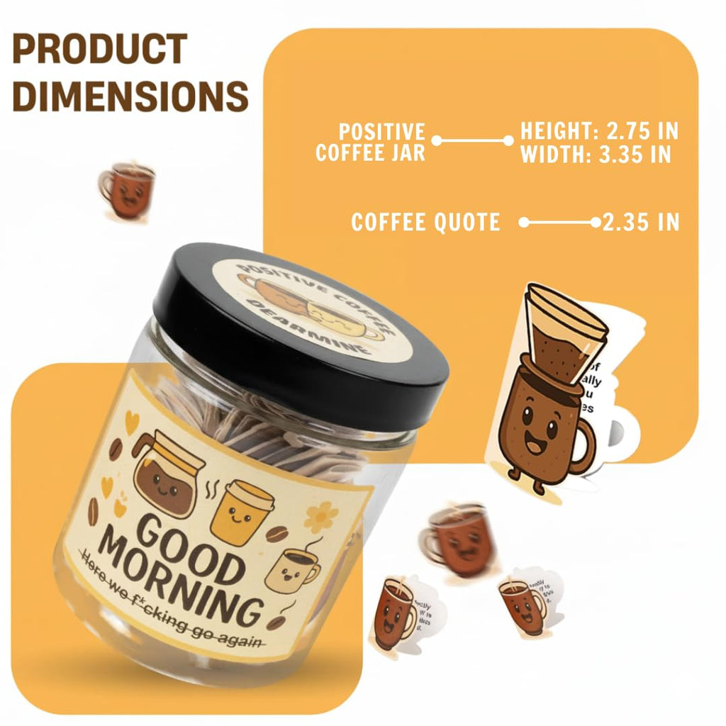 DEARMINE Positive Coffee Jar with 60 Affirmation Cards – Gift for Coffee Lovers