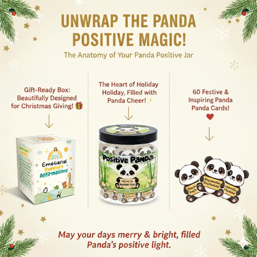 DEARMINE Positive Panda Jar with 60 Daily Affirmation Cards | Panda Gift for Women & Teens