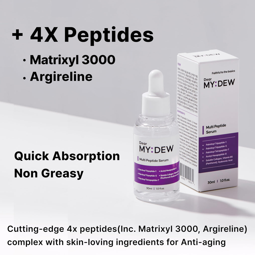 DearMYDEW Multi Peptide Complex Serum – Matrixyl 3000, Argireline, Vegan Collagen, Niacinamide & Hyaluronic Acid | 1 fl oz