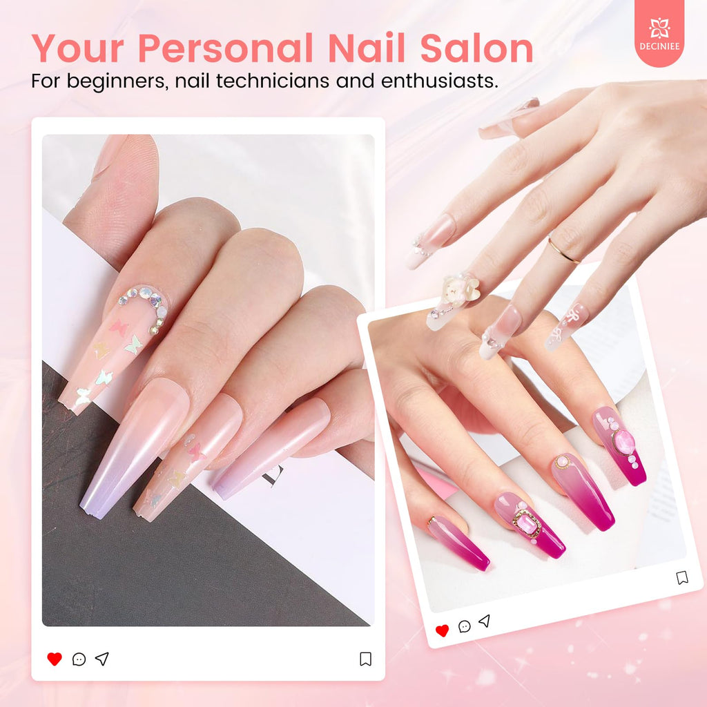 Deciniee Nail Kit for Beginners — All-in-One Acrylic Powder & Liquid Set (Pink)