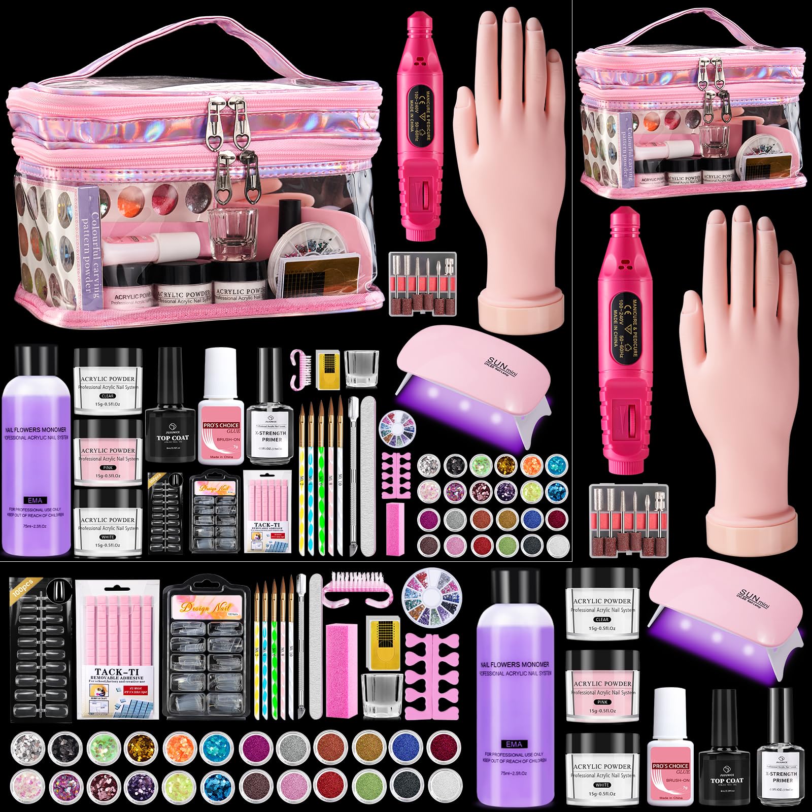 Deciniee Nail Kit for Beginners — All-in-One Acrylic Powder & Liquid Set (Pink)