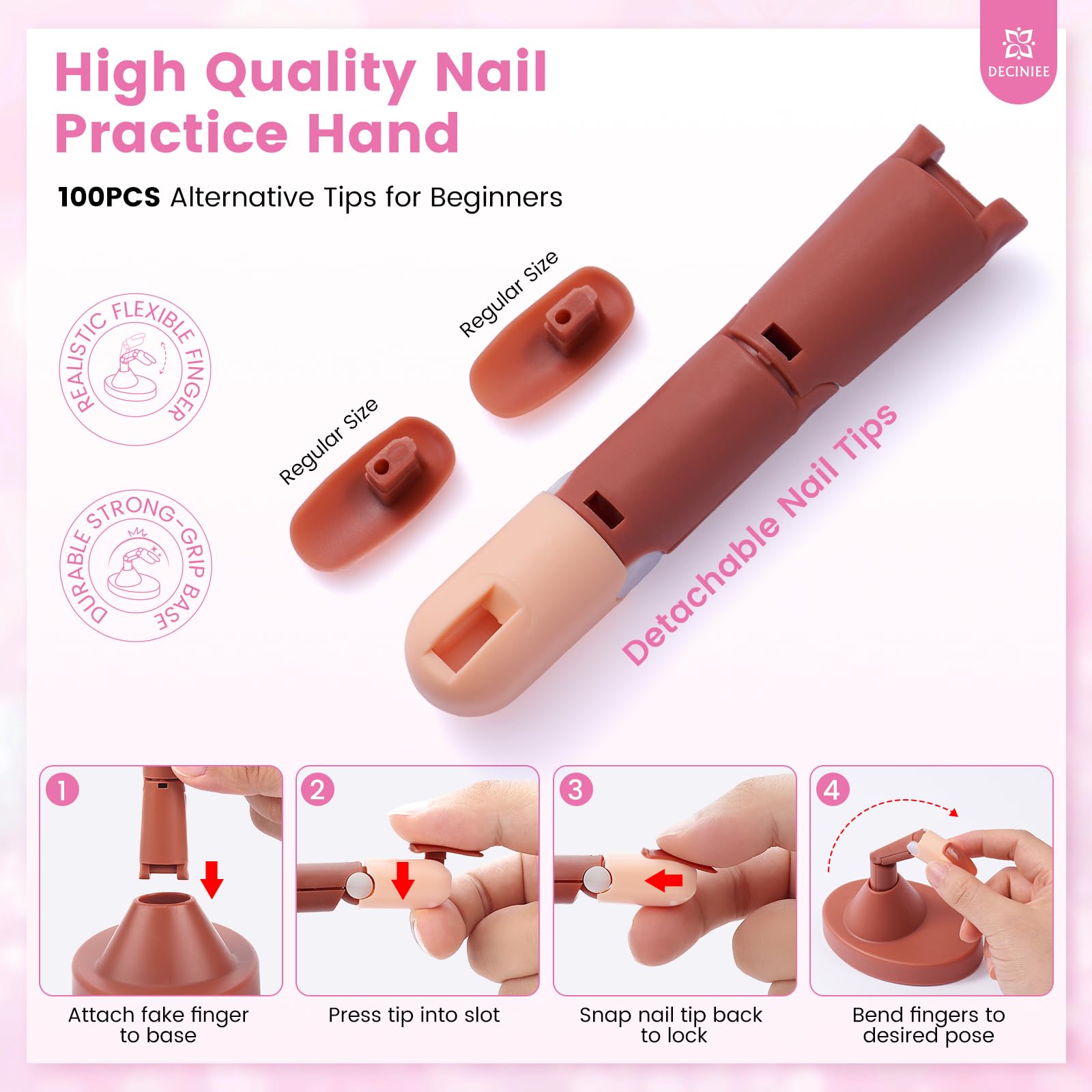 Deciniee Nail Kit for Beginners – All-in-One Acrylic Powder & Liquid Set with UV Light (Pink)