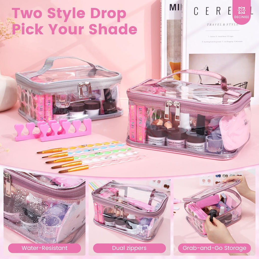 Deciniee Nail Kit for Beginners – All-in-One Acrylic Powder & Liquid Set with UV Light (Pink)
