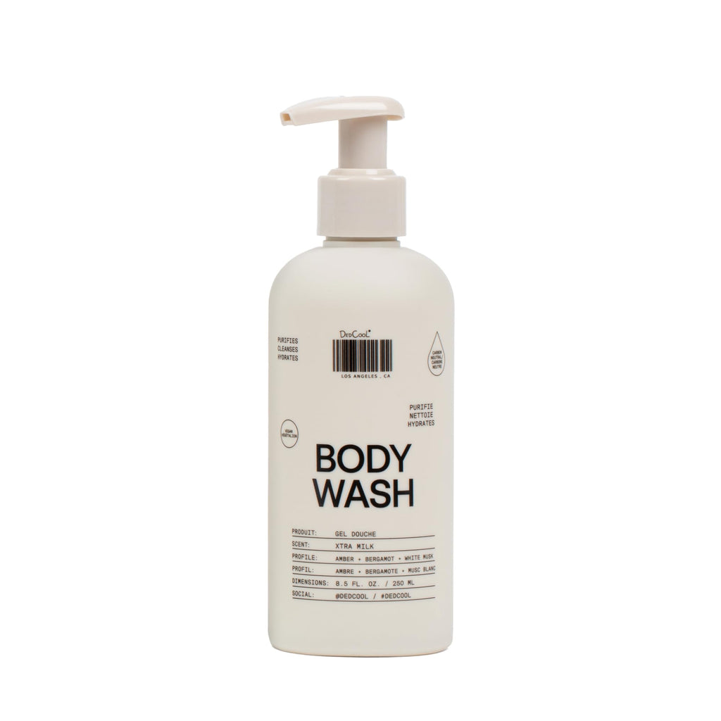 DedCool Body Wash Xtra Milk – Moisturizing Vegan Cleanser with Shea Butter, Aloe & Snow Mushroom | Bergamot, White Musk & Amber Scent | 8.5 fl oz