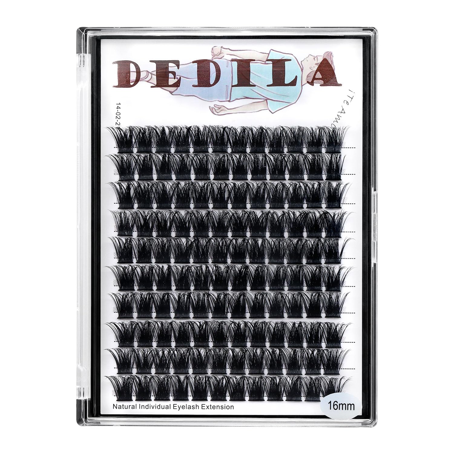 Dedila Large Tray Grafted Wide-Stem Lashes | 120 Clusters, D Curl, 8-20mm (16mm Available)
