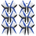 DEEKA 6-Pack 8-Inch Glitter Bows (Royal Blue/Black/White) with Rhinestones | Elastic Hair Ties