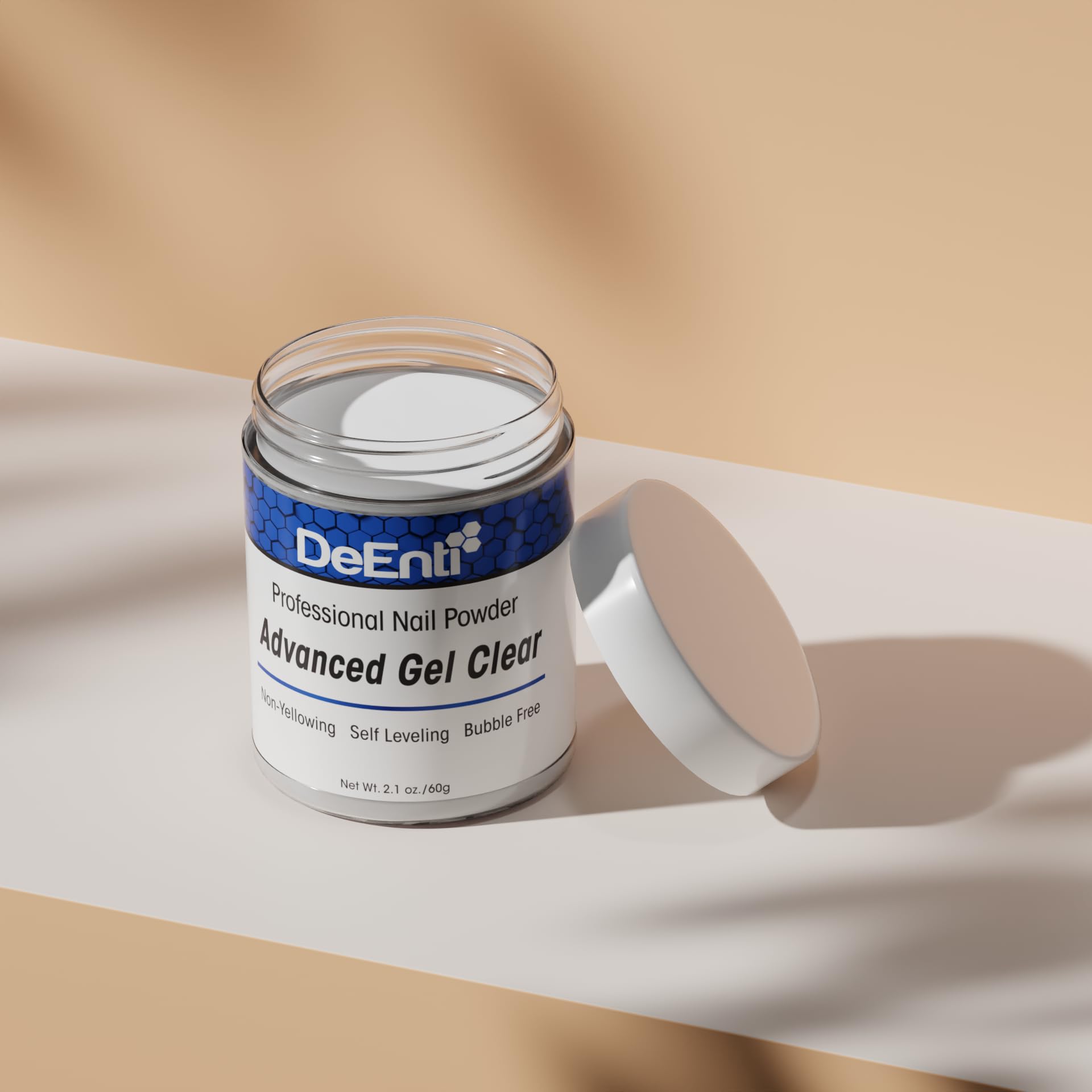 DeEnti Acrylic Nail Powder 2oz — Advanced Gel Clear, Bubble-Free & Long-Lasting