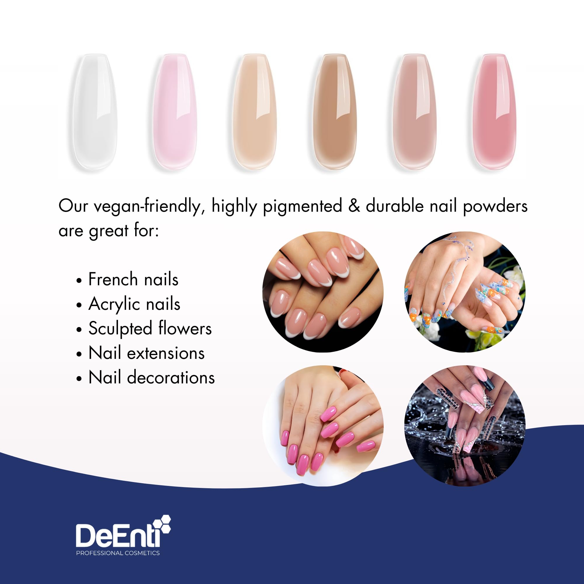 DeEnti Acrylic Nail Powder - 4oz Super White | Professional Grade, Bubble-Free & Chip-Resistant