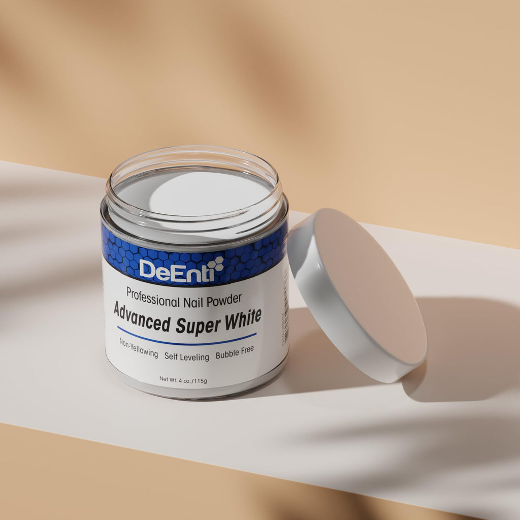 DeEnti Acrylic Nail Powder - 4oz Super White | Professional Grade, Bubble-Free & Chip-Resistant