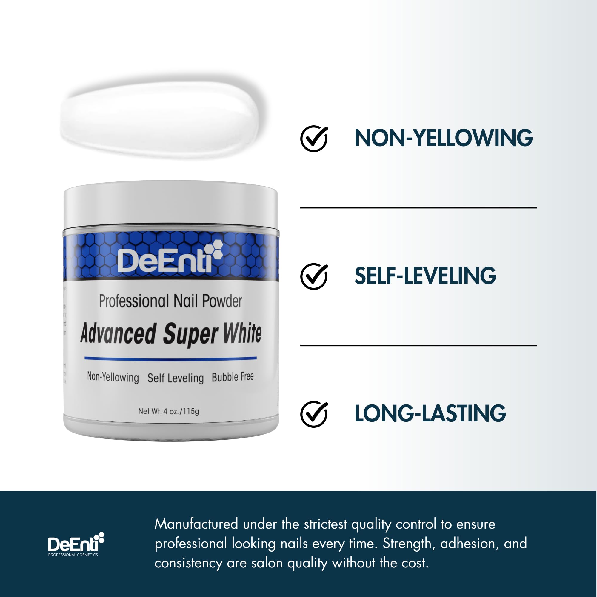 DeEnti Acrylic Nail Powder - 4oz Super White | Professional Grade, Bubble-Free & Chip-Resistant