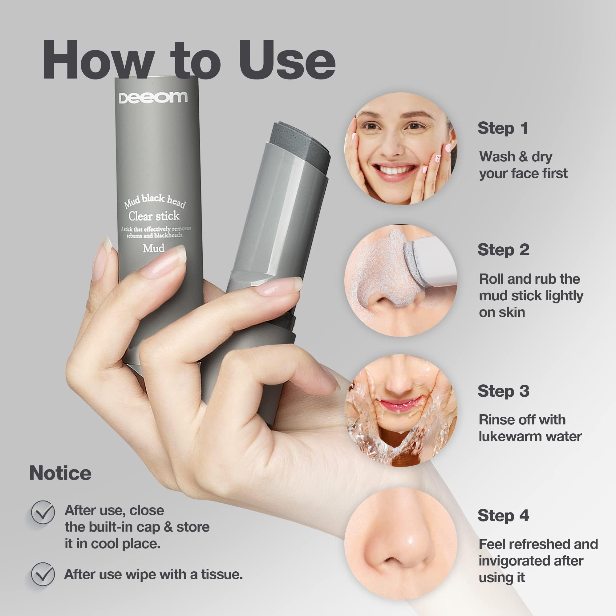DEEOM Blackhead Remover Stick | Deep Pore Cleansing Charcoal for Blackheads & Whiteheads | 14g