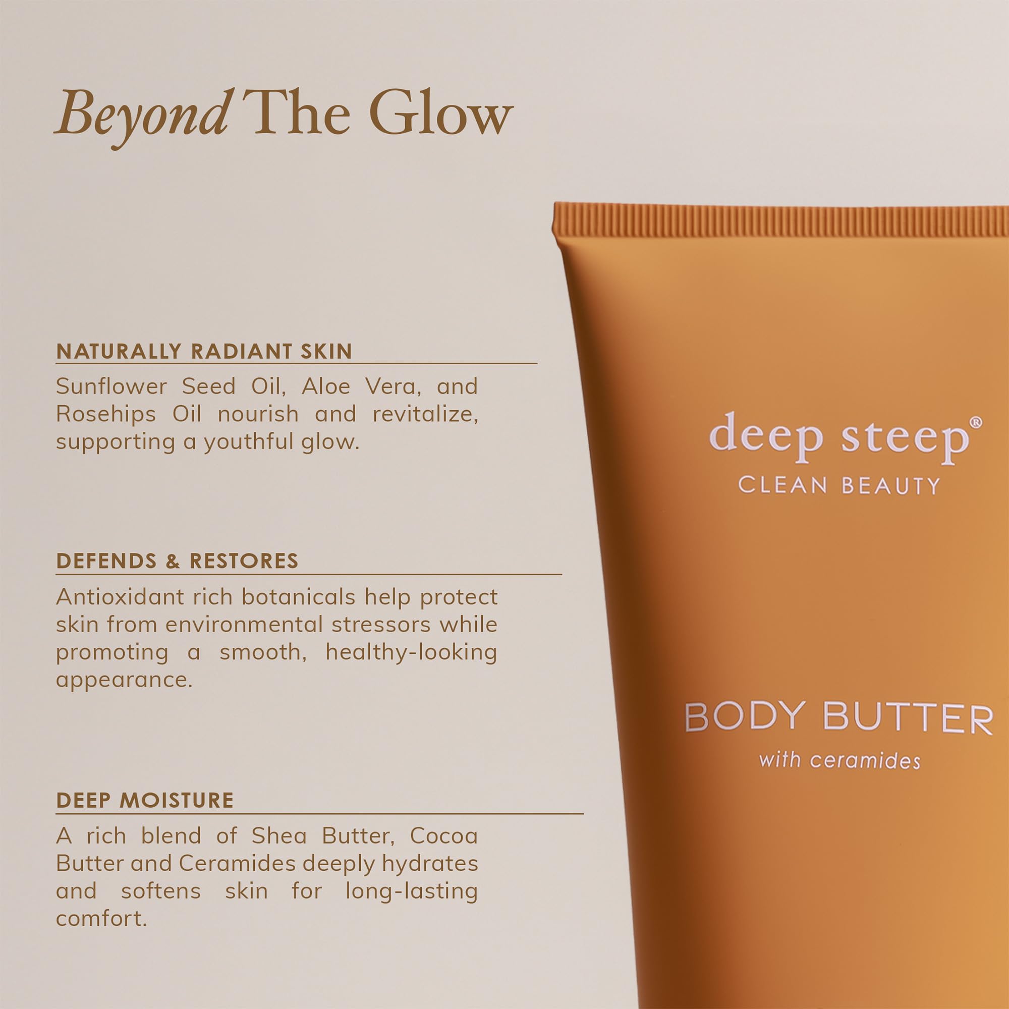 Deep Steep Body Butter Vanilla Coconut – 6 oz Rich Moisturizer with Ceramides, Coconut & Argan Oils, Aloe Vera | Vegan Clean Beauty