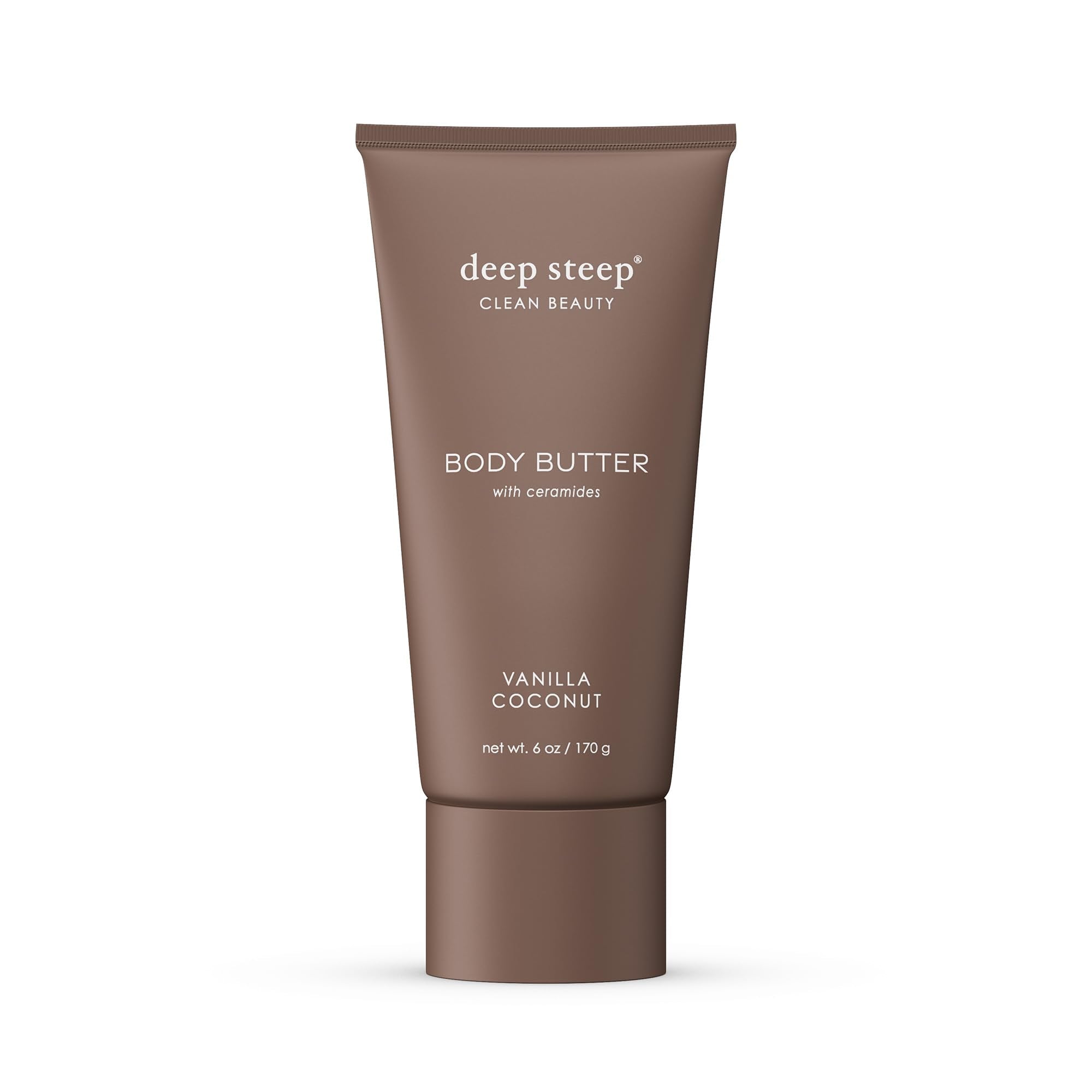 Deep Steep Body Butter Vanilla Coconut – 6 oz Rich Moisturizer with Ceramides, Coconut & Argan Oils, Aloe Vera | Vegan Clean Beauty
