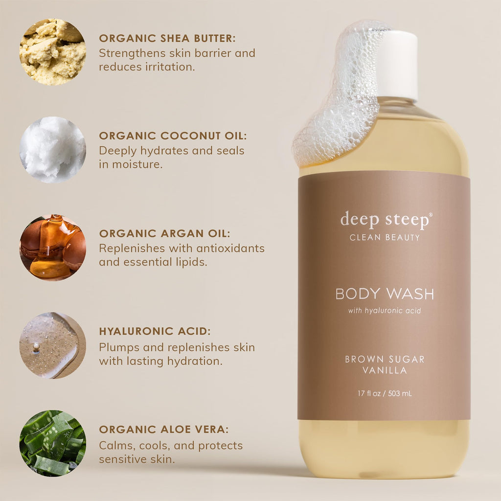 Deep Steep Passion Fruit Guava Body Wash – Hydrating Gel with Hyaluronic Acid & Shea Butter (17 oz) | Vegan