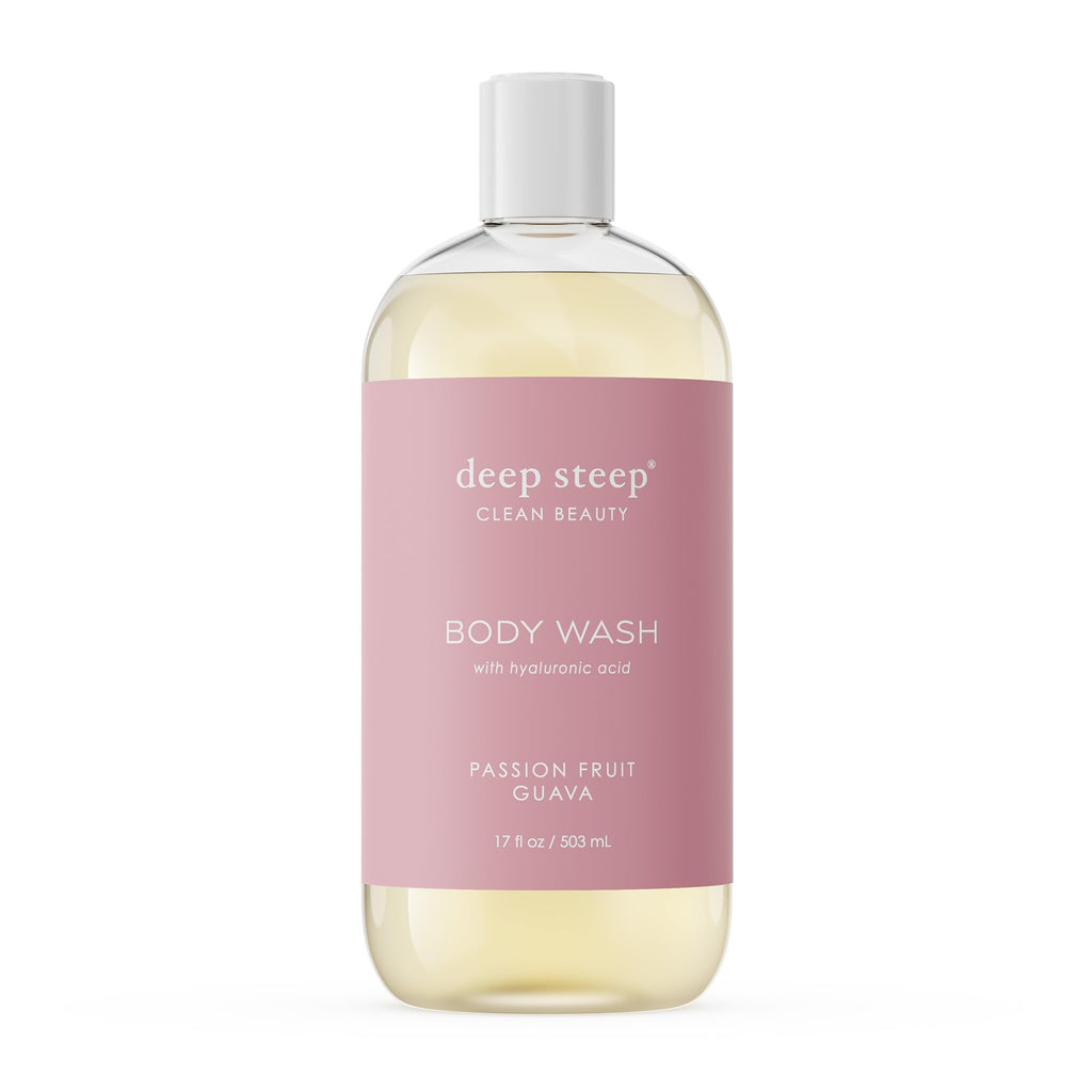 Deep Steep Passion Fruit Guava Body Wash – Hydrating Gel with Hyaluronic Acid & Shea Butter (17 oz) | Vegan