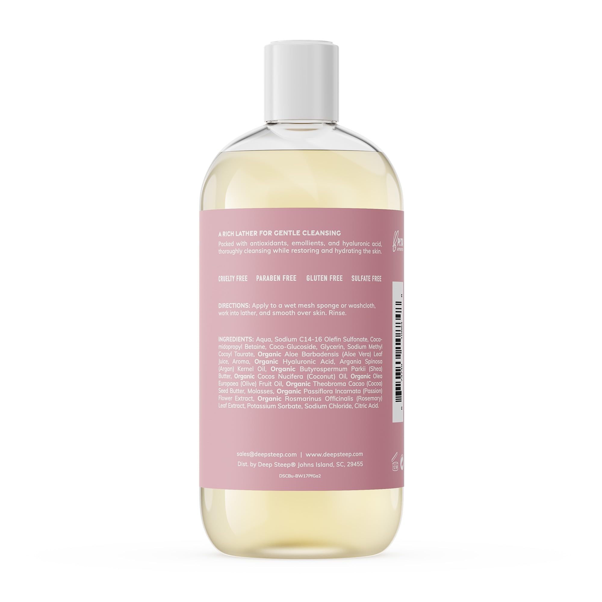 Deep Steep Passion Fruit Guava Body Wash – Hydrating Gel with Hyaluronic Acid & Shea Butter (17 oz) | Vegan