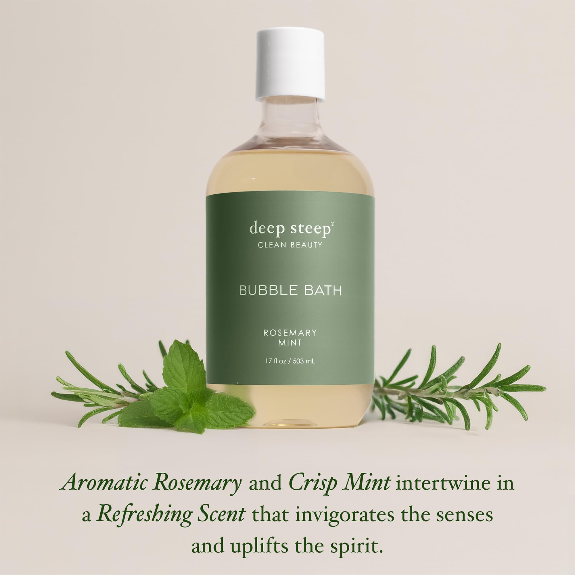 Deep Steep Bubble Bath Rosemary Mint – Pack of 2 x 17 oz, Hypoallergenic, Sulfate-Free with Shea Butter & Argan Oil