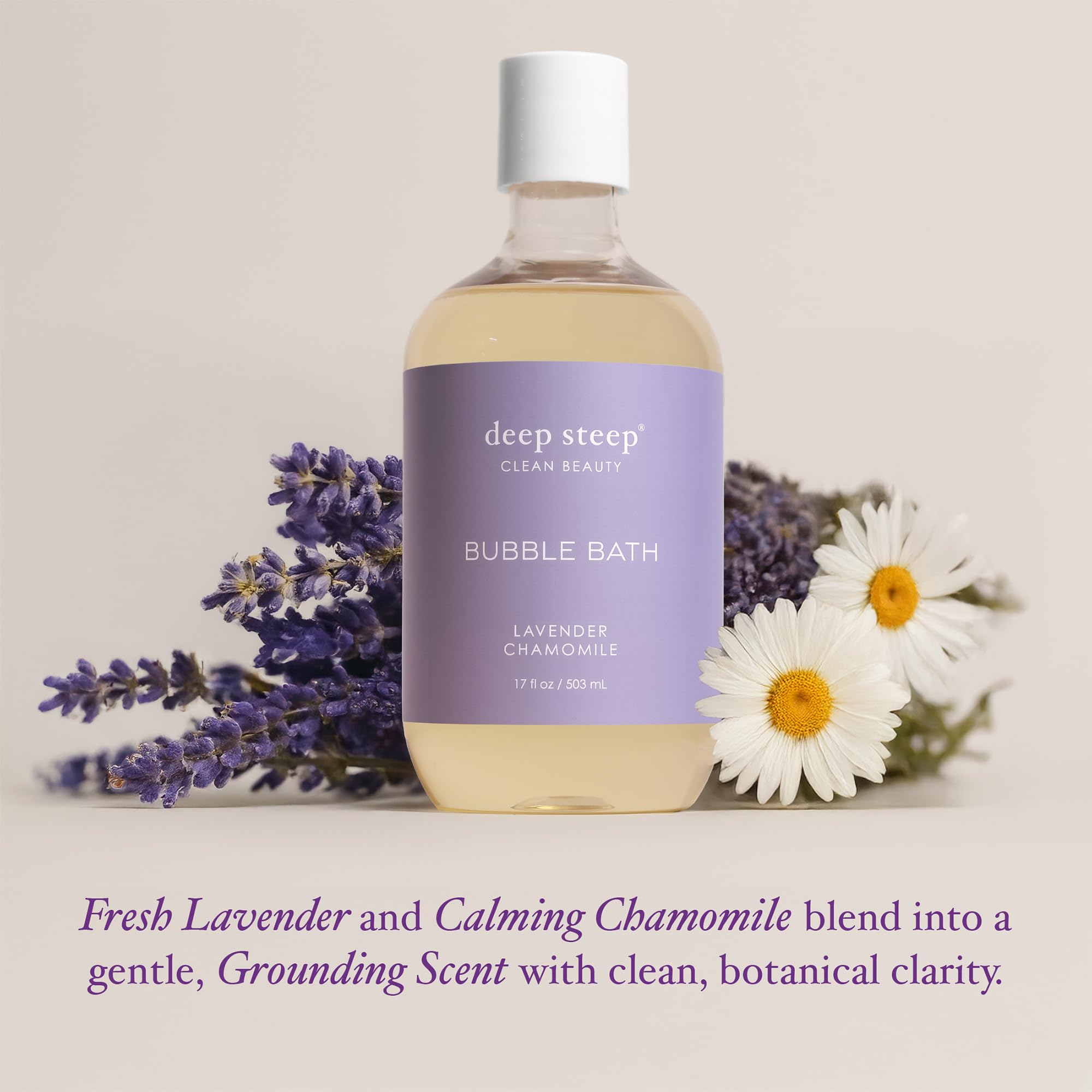 Deep Steep Bubble Bath Lavender Chamomile – Hypoallergenic, Clinically Tested Soak with Shea Butter & Argan Oil – Sulfate-Free