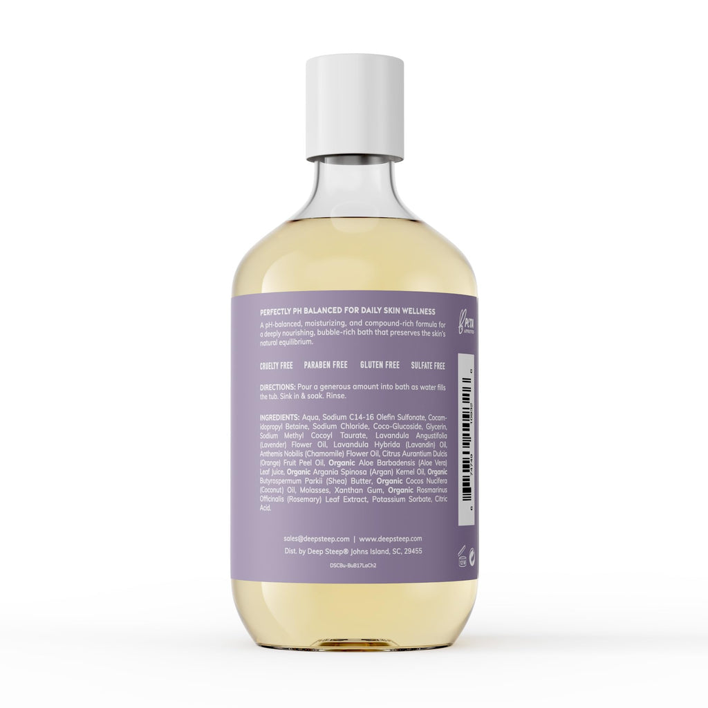 Deep Steep Bubble Bath Lavender Chamomile – Hypoallergenic, Clinically Tested Soak with Shea Butter & Argan Oil – Sulfate-Free
