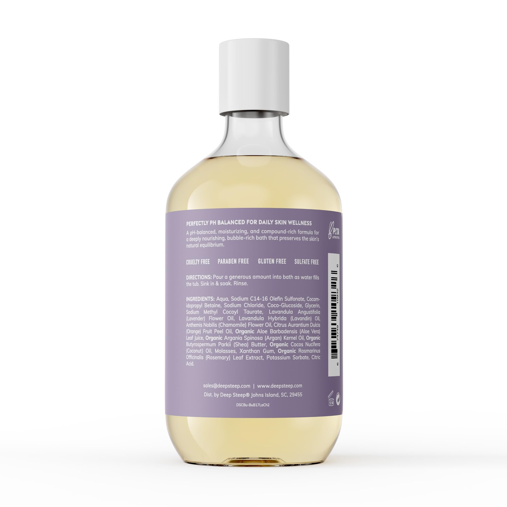 Deep Steep Bubble Bath Lavender Chamomile – Hypoallergenic, Clinically Tested Soak with Shea Butter & Argan Oil – Sulfate-Free
