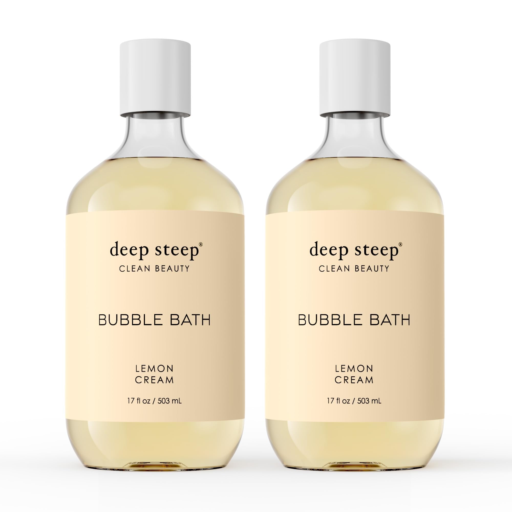 Deep Steep Bubble Bath Lemon Cream 17 oz x2 | Hypoallergenic, Sulfate-Free Soak with Shea Butter & Argan Oil