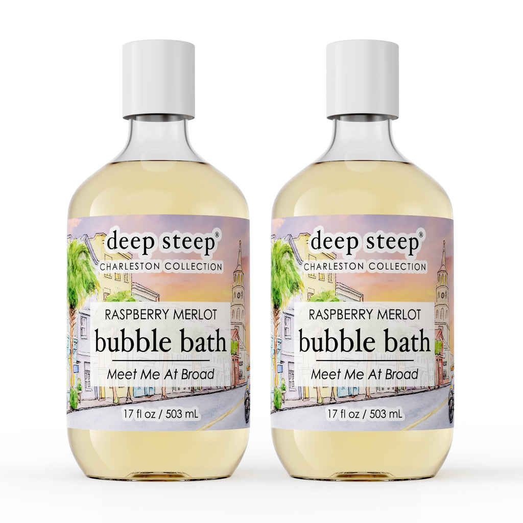 Deep Steep Bubble Bath Raspberry Merlot 17 oz Pack of 2 – Hypoallergenic, Sulfate-Free