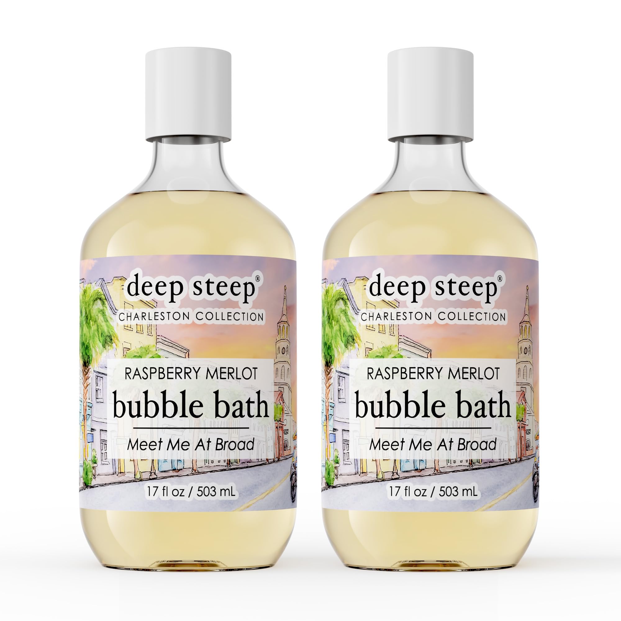 Deep Steep Bubble Bath Raspberry Merlot 17 oz Pack of 2 – Hypoallergenic, Sulfate-Free