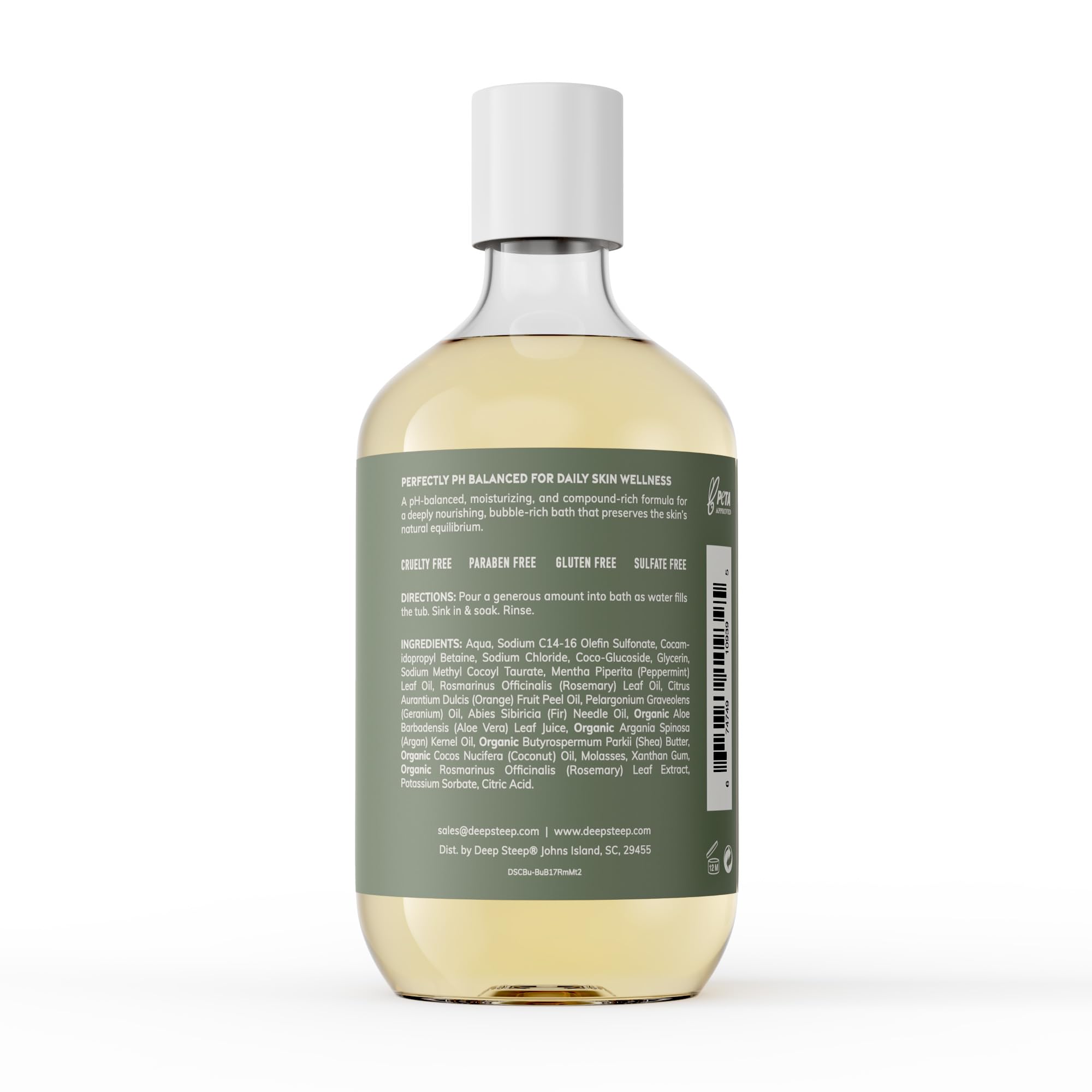 Deep Steep Bubble Bath Rosemary Mint – Pack of 2 x 17 oz, Hypoallergenic, Sulfate-Free with Shea Butter & Argan Oil