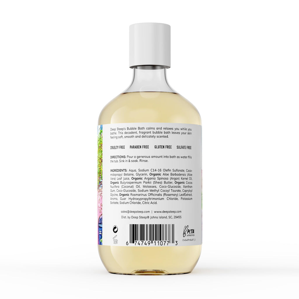 Deep Steep Bubble Bath Strawberry Plum 17 oz – Hypoallergenic, Sulfate-Free Soothing Soak with Shea Butter & Argan Oil