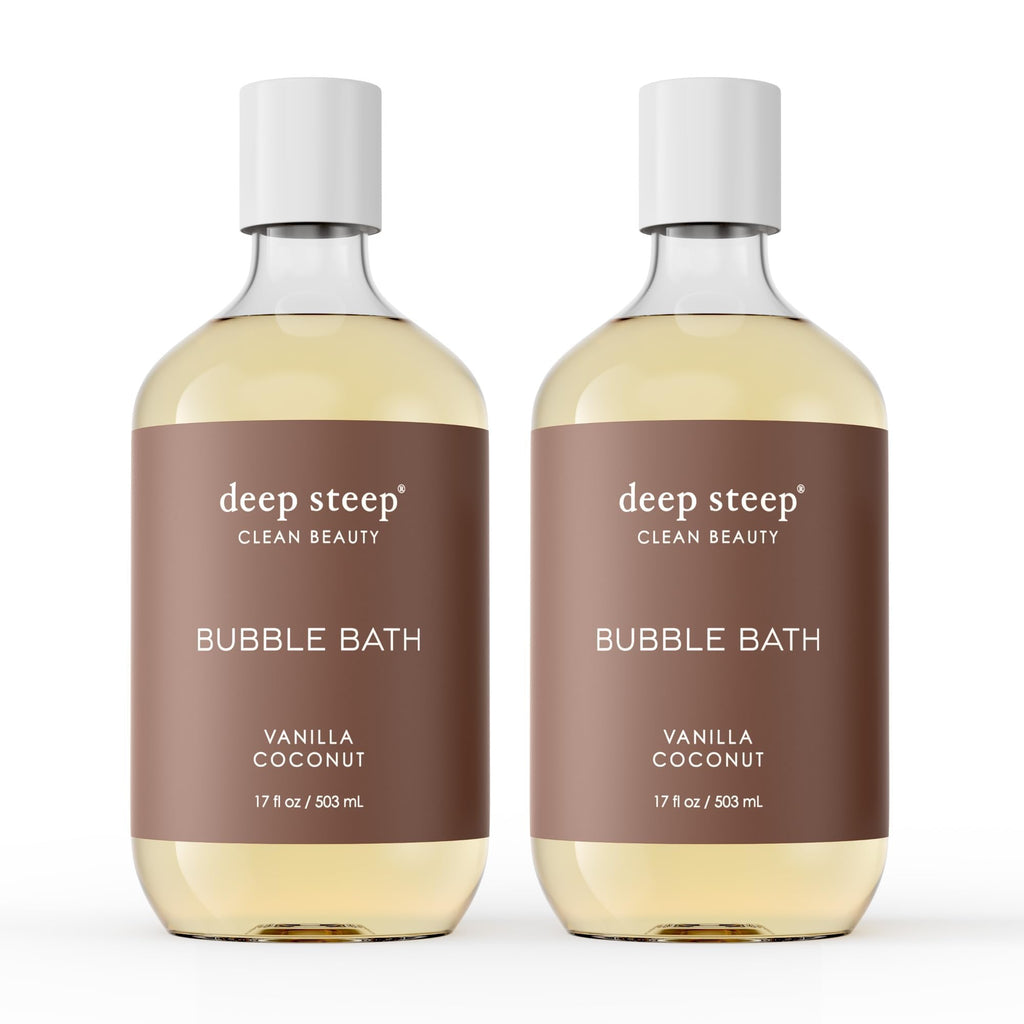 Deep Steep Bubble Bath Vanilla Coconut 17 oz (Pack of 2) – Hypoallergenic, Clinically Tested, Sulfate-Free