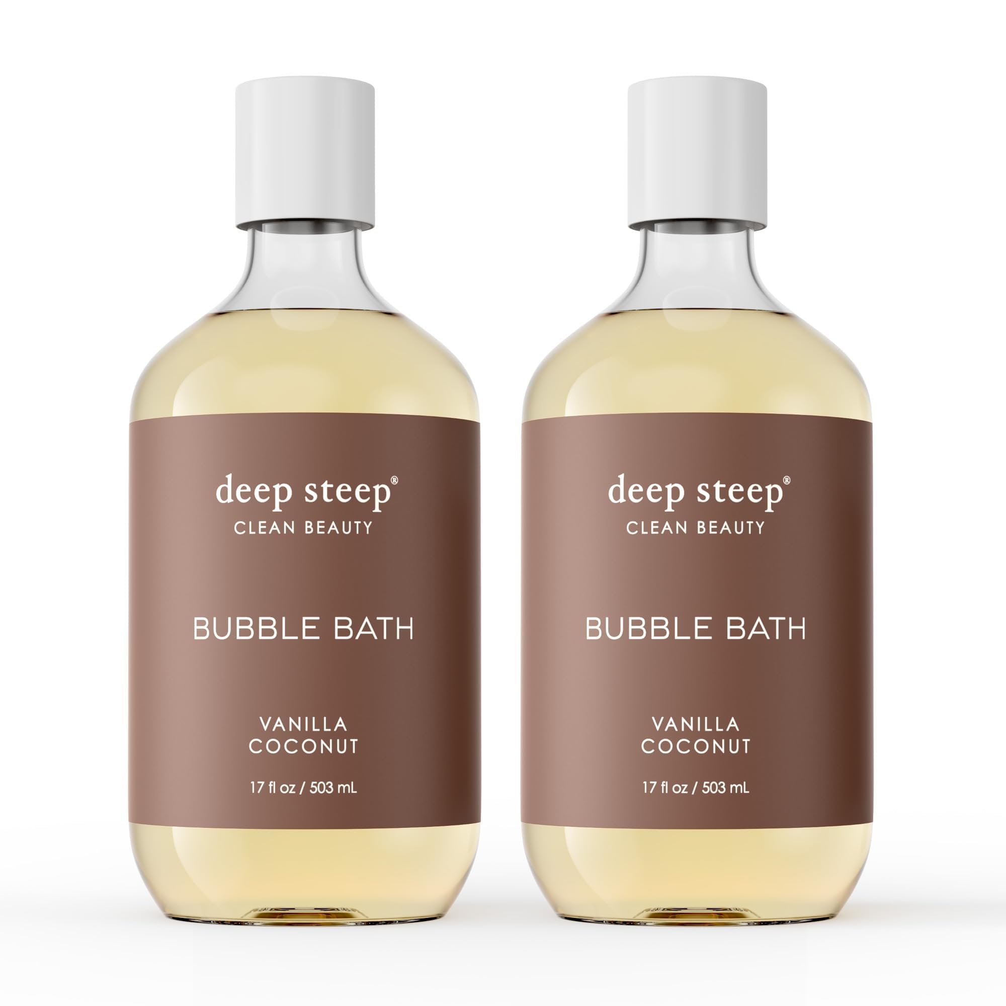 Deep Steep Bubble Bath Vanilla Coconut 17 oz (Pack of 2) – Hypoallergenic, Clinically Tested, Sulfate-Free