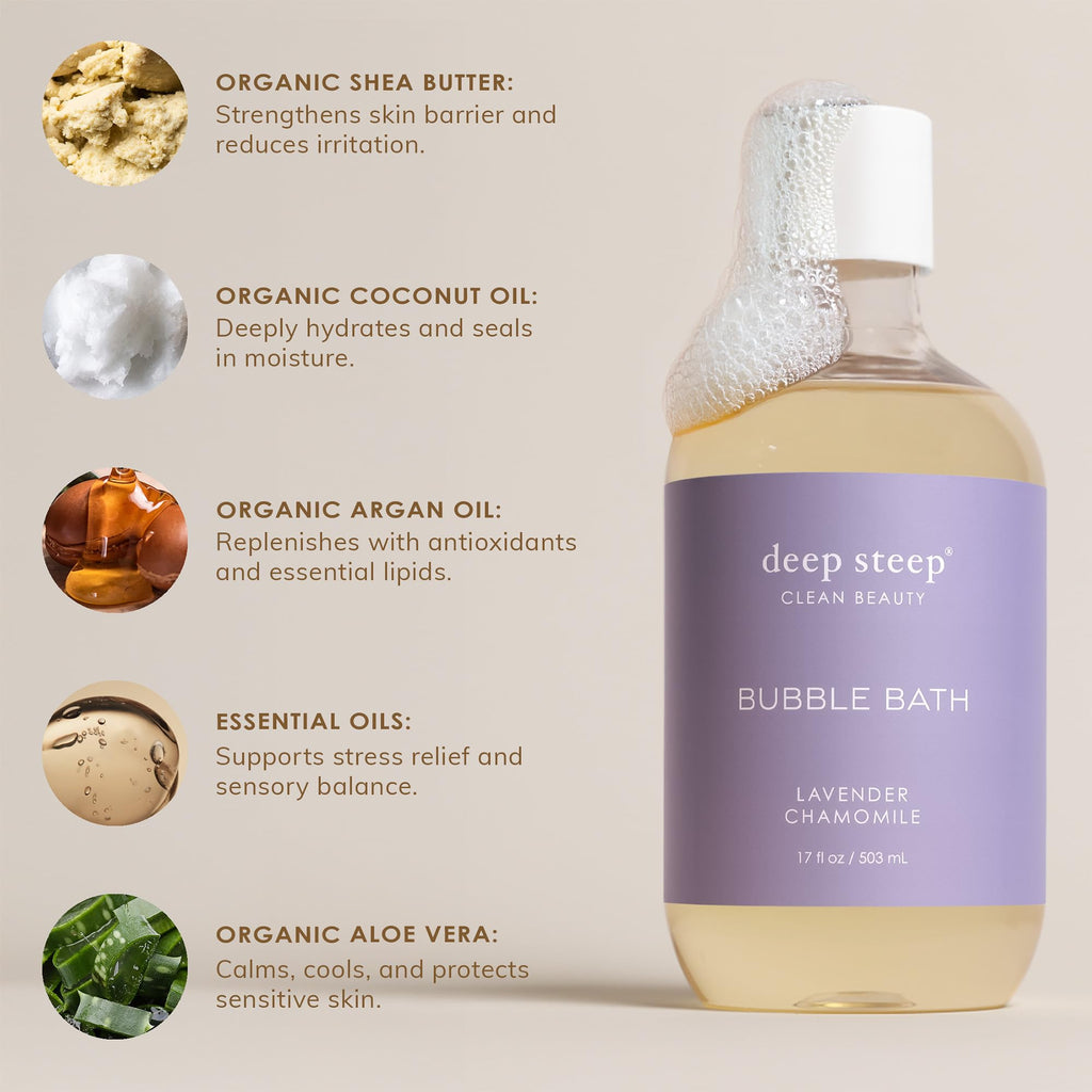 Deep Steep Bubble Bath Vanilla Coconut 17 oz (Pack of 2) – Hypoallergenic, Clinically Tested, Sulfate-Free