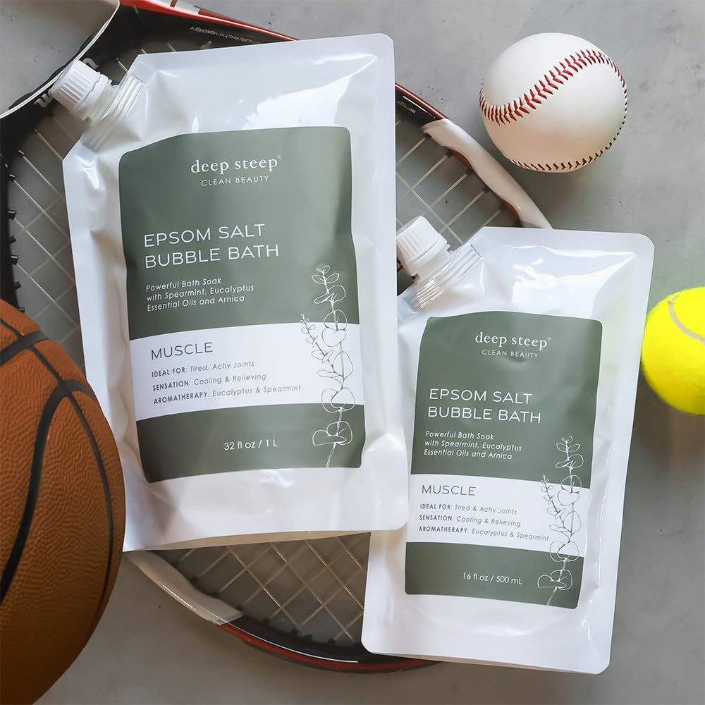 Deep Steep Epsom Salt Bubble Bath – Muscle Soak with Arnica, Ashwagandha & Essential Oils (32 oz)