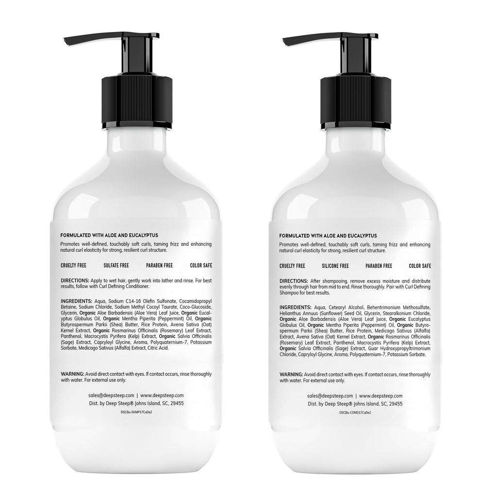 Deep Steep Curl Defining Shampoo & Conditioner, 17 oz – Moisturizing, Sulfate-Free, Vegan Hair Care for Curly Hair