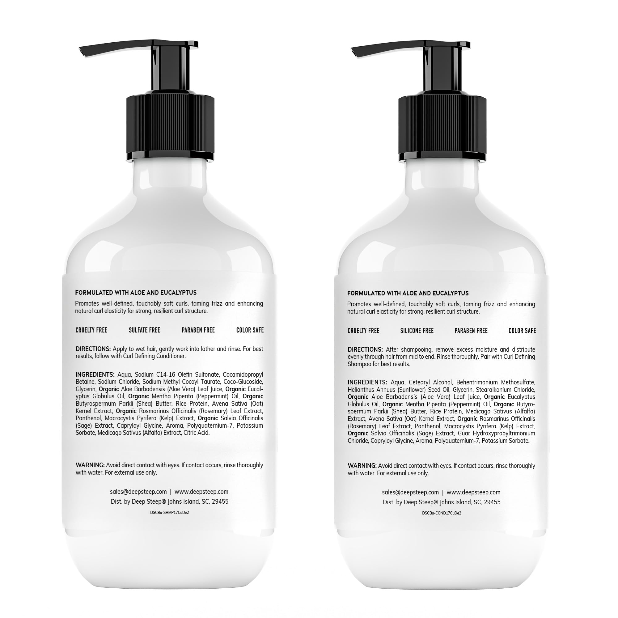 Deep Steep Curl Defining Shampoo & Conditioner, 17 oz – Moisturizing, Sulfate-Free, Vegan Hair Care for Curly Hair