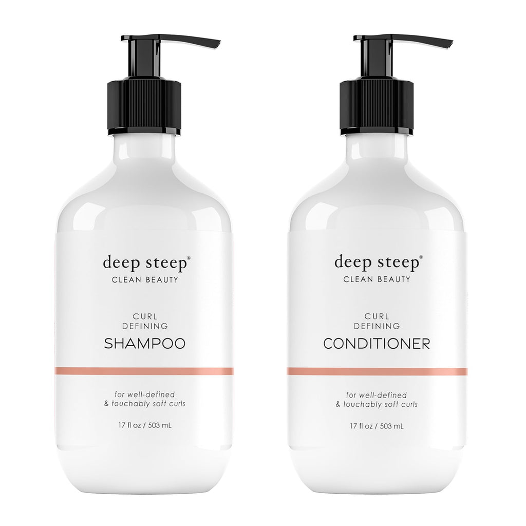 Deep Steep Curl Defining Shampoo & Conditioner, 17 oz – Moisturizing, Sulfate-Free, Vegan Hair Care for Curly Hair