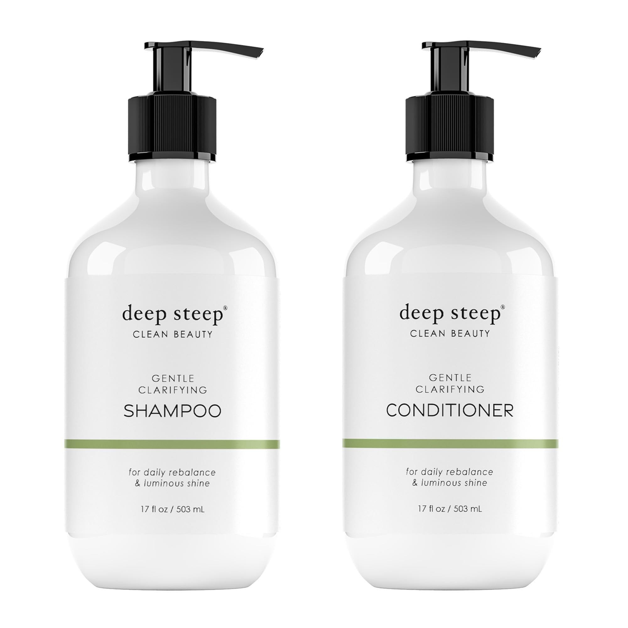 Deep Steep Gentle Clarifying Shampoo & Conditioner – Tea Tree, Peppermint, Aloe | Sulfate-Free & Vegan