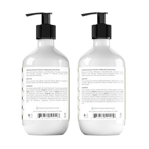 Deep Steep Gentle Clarifying Shampoo & Conditioner – Tea Tree, Peppermint, Aloe | Sulfate-Free & Vegan